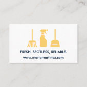 Navy Blue & Gold Modern Cleaning Services Logo Visitekaartje (Achterkant)