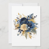 Navy Blue Gold Modern Floral Vrijgezellenfeest Kaart (Achterkant)