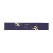 Navy Blue & Gold Modern Foliage Wedding Uitnodigingen Wikkel (Vlak)
