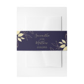 Navy Blue & Gold Modern Foliage Wedding Uitnodigingen Wikkel (Voorkant Voorbeeld)