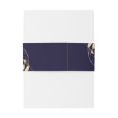 Navy Blue & Gold Modern Foliage Wedding Uitnodigingen Wikkel (Achterkant Voorbeeld)