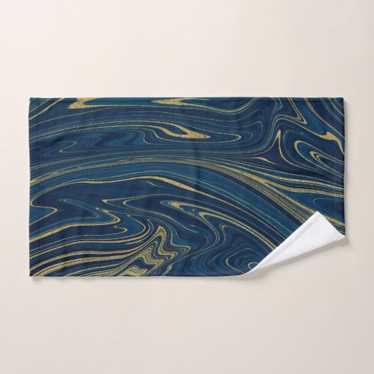 Navy Blue & Gold Modern Glam Marble Chic look Bad Handdoek (Handdoek)