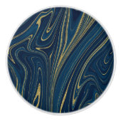 Navy Blue & Gold Modern Glam Marble Chic look Keramische Knop (Voorkant)