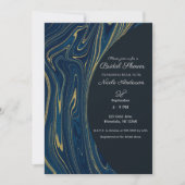 Navy Blue & Gold Modern Glam Marble Vrijgezellenfe Kaart (Voorkant)