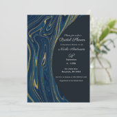 Navy Blue & Gold Modern Glam Marble Vrijgezellenfe Kaart (Staand voorkant)