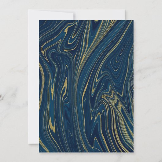 Navy Blue & Gold Modern Glam Marble Vrijgezellenfe Kaart (Achterkant)