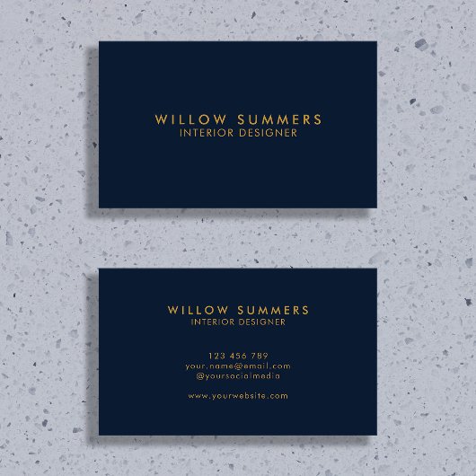 Navy Blue Gold Modern - Minimale Professionals Visitekaartje