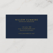 Navy Blue Gold Modern - Minimale Professionals Visitekaartje (Achterkant)