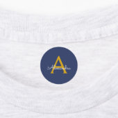 Navy Blue Gold Modern Script Girly Monogram Naam Labels (Aangebracht)