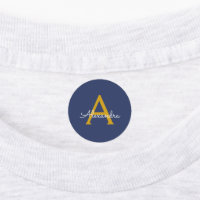 Navy Blue Gold Modern Script Girly Monogram Naam