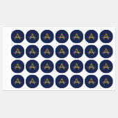 Navy Blue Gold Modern Script Girly Monogram Naam Labels (Vel)