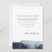 Navy Blue Gold Moderne foto Elopement Aankondiging (Achterkant)