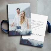Navy Blue Gold Moderne foto Elopement Aankondiging