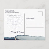 Navy Blue Gold Moderne foto Elopement Aankondiging Briefkaart (Achterkant)
