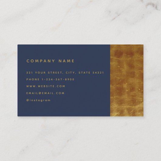 Navy Blue Gold Monogram Modern minimalist Visitekaartje (Achterkant)