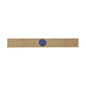 Navy Blue & Gold Monogram Wax Seal Rustic Burlap Uitnodigingen Wikkel (Vlak)