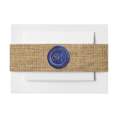 Navy Blue & Gold Monogram Wax Seal Rustic Burlap Uitnodigingen Wikkel (Voorkant Voorbeeld)