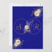 Navy Blue Gold Monogram Weddenschap Kaart (Achterkant)