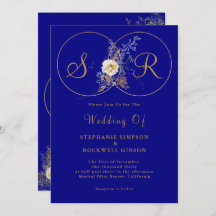 Navy Blue Gold Monogram Weddenschap