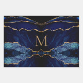 Navy Blue Gold Monogram Your Wrapping Paper Sheets (Voorkant)
