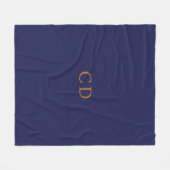 Navy blue gold monogrammed initials luxury fleece deken (Voorkant (Horizontaal))