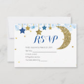 Navy Blue Gold Moon Baby shower RSVP-kaart Bedankkaart (Voorkant)