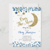 Navy Blue Gold Moon Baby shower uitnodiging (Voorkant)