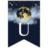 Navy Blue & Gold Moon en Stars Baby shower Vlaggetjes (Tweede vlag)