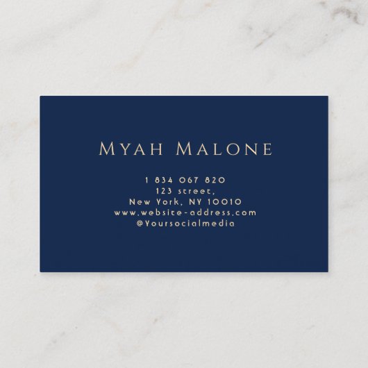 Navy Blue & Gold Moon Phase Yoga Spirituele Coach Visitekaartje (Achterkant)