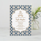 Navy Blue Gold Moroccan Gender Neutral Baby shower Kaart (Staand voorkant)