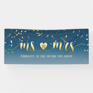 Navy Blue Gold Ms tegen Mrs. Vrijgezellenfeest Ban Spandoek