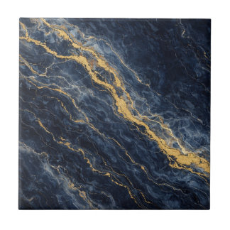 Navy Blue & Gold Natural Marble – Luxury Tegeltje