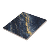 Navy Blue & Gold Natural Marble – Luxury Tegeltje (Zijkant)