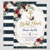 Navy Blue & Gold Nautical Bridal Shower Kaart (Voorkant / Achterkant)
