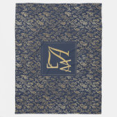 Navy Blue Gold Newly Weds Wedding Monogram Decor Fleece Deken (Voorkant)