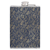 Navy Blue Gold Newly Weds Wedding Monogram Decor Heupfles (Achterkant)