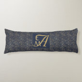 Navy Blue Gold Newly Weds Wedding Monogram Decor Lichaamskussen (Voorkant)