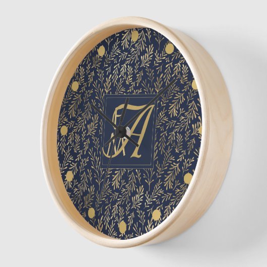 Navy Blue Gold Newly Weds Wedding Monogram Decor S (Hoek)