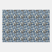 Navy Blue Gold Nordic Christmas Forest Pattern Inpakpapier Vel (Voorkant 3)