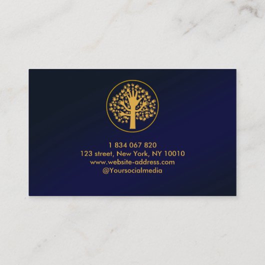 Navy Blue Gold Occupational Therapist Visitekaartje (Achterkant)