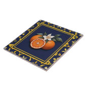 Navy Blue & Gold Oranges Mediterranean Fruit Tegeltje (Zijkant)