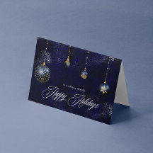 Navy Blue Gold-Ornament Prettige feestdagen