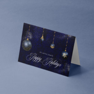 Navy Blue Gold-Ornament Prettige feestdagen Kaart