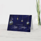 Navy Blue Gold-Ornament Prettige feestdagen Kaart (Voorkant)