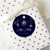 Navy Blue Gold Ornament Vakantie Bedankjes Labels