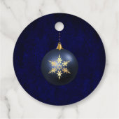 Navy Blue Gold Ornament Vakantie Bedankjes Labels (Achterkant)