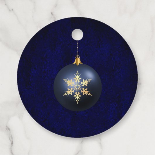 Navy Blue Gold Ornament Vakantie Bedankjes Labels (Achterkant)
