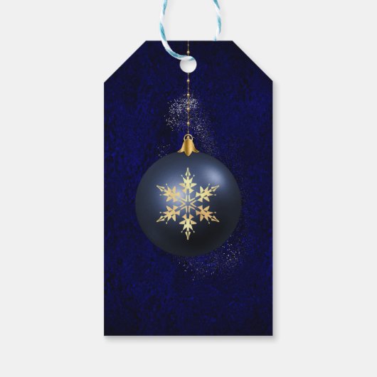 Navy Blue Gold Ornament Vakantie Cadeaulabel (Achterkant)