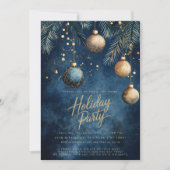 Navy Blue Gold Ornamenten Baubles Kerstvakantie Kaart (Voorkant)