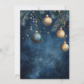 Navy Blue Gold Ornamenten Baubles Kerstvakantie Kaart (Achterkant)